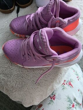 Under Armour Women’s Purple Athletic Sneakers with Coral Accents